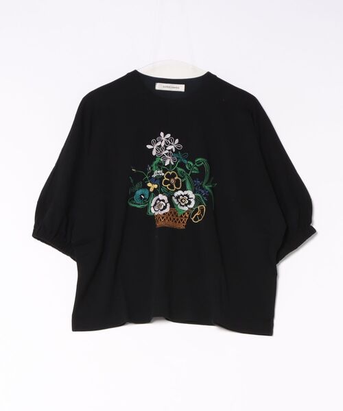 SUPER HAKKA（スーパーハッカ）の「野花のバスケット刺繍ドルマンスリーブカットソー（Tシャツ/カットソー・レディース・オフホワイト/グリーン/ブラック・FREE）」の7枚目の写真