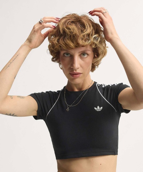 adidas by Stella McCartney(アディダスバイステラマッカートニー)の「アディダス オリジナルス スポーツ SST ブラTシャツ / アディダス adidas(Tシャツ/カットソー・レディース・ブラック・SMALL/MEDIUM/LARGE/X-LARGE/XX-LARGE/X-SMALL)」の3枚目の写真