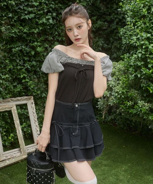 MAJESTIC LEGON(マジェスティックレゴン)の「2wayドッキング半袖トップス(Tシャツ/カットソー・レディース・ピンク系その他2/ブラック系その他/グレー系その他・MEDIUM)」の1枚目の写真