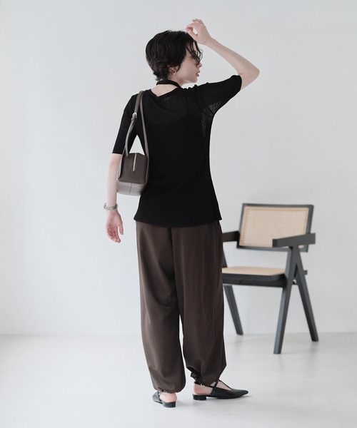 Green Parks(グリーンパークス)の「紐付き多釦ニットプルオーバー(ニット/セーター・レディース・アイボリー/ライラック/レッド/ブラック・FREE)」の12枚目の写真