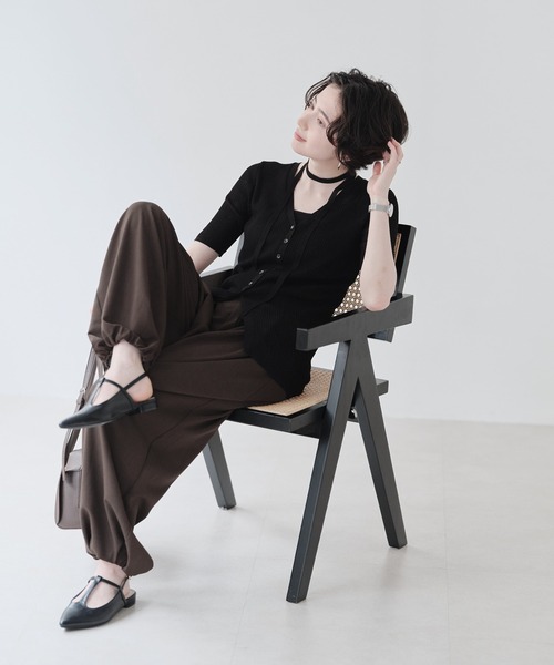 Green Parks(グリーンパークス)の「紐付き多釦ニットプルオーバー(ニット/セーター・レディース・アイボリー/ライラック/レッド/ブラック・FREE)」の17枚目の写真