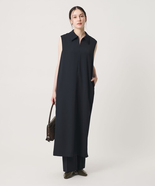 BEAUTY&YOUTH UNITED ARROWS(ビューティーアンドユースユナイテッドアローズ)の「【WEB限定 Wardrobe DAILY MINIMAL】ダブルクロス スキッパーワンピース ウォッシャブル(ワンピース・レディース・ブラック/ネイビー・M/S)」の2枚目の写真