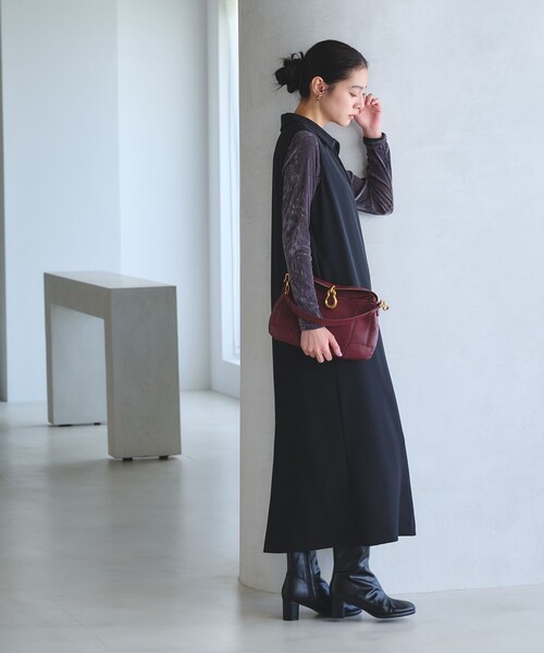 BEAUTY&YOUTH UNITED ARROWS(ビューティーアンドユースユナイテッドアローズ)の「【WEB限定 Wardrobe DAILY MINIMAL】ダブルクロス スキッパーワンピース ウォッシャブル(ワンピース・レディース・ブラック/ネイビー・M/S)」の6枚目の写真