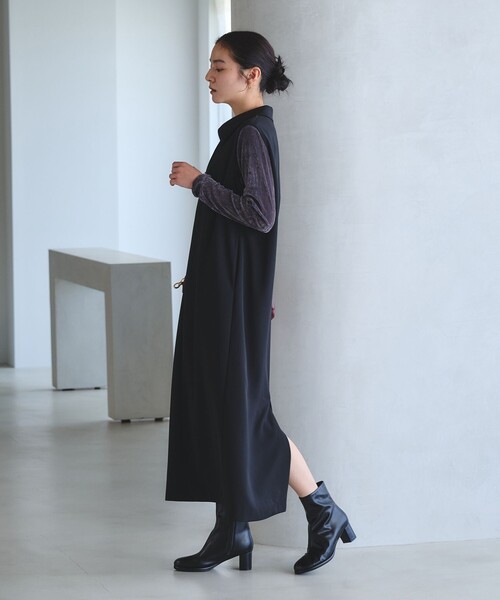 BEAUTY&YOUTH UNITED ARROWS(ビューティーアンドユースユナイテッドアローズ)の「【WEB限定 Wardrobe DAILY MINIMAL】ダブルクロス スキッパーワンピース ウォッシャブル(ワンピース・レディース・ブラック/ネイビー・M/S)」の8枚目の写真