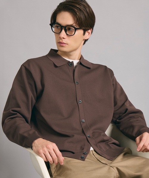 coca(coca)(コカ)の「襟付きニットカーディガン(カーディガン/ボレロ・メンズ・ブラウン/ブラック・XL/M/L)」の2枚目の写真