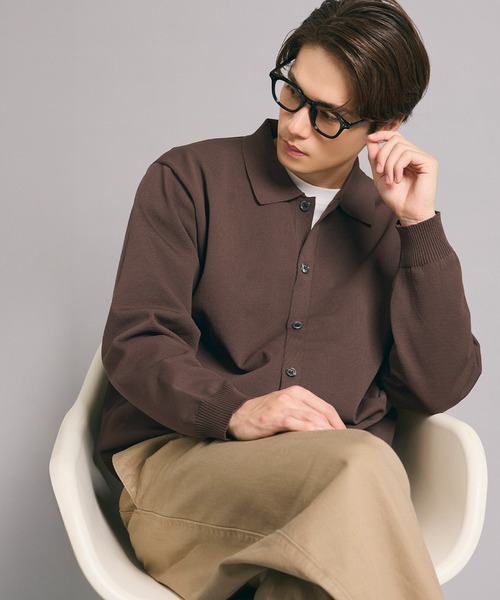 coca(coca)(コカ)の「襟付きニットカーディガン(カーディガン/ボレロ・メンズ・ブラウン/ブラック・XL/M/L)」の9枚目の写真