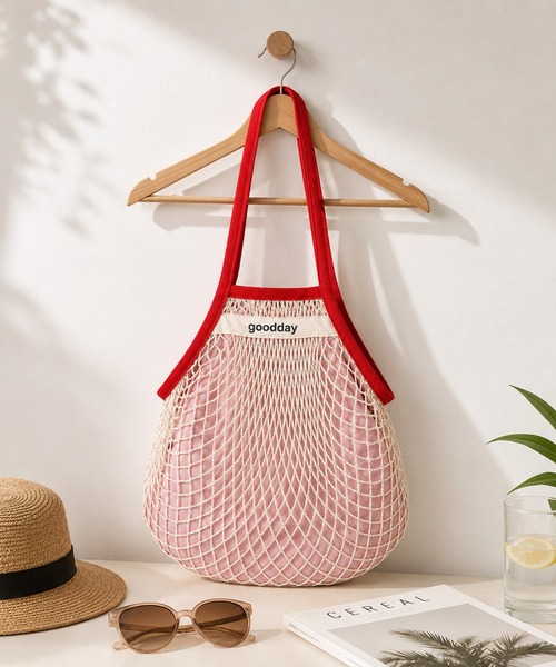 KONVINI(コンビニ)の「【KONVINI select】メッシュショルダーバッグ レディース 軽量 韓国風 ネットバッグ サブバッグ エコバッグ(トートバッグ・レディース・レッド/ブルー・FREE)」の22枚目の写真