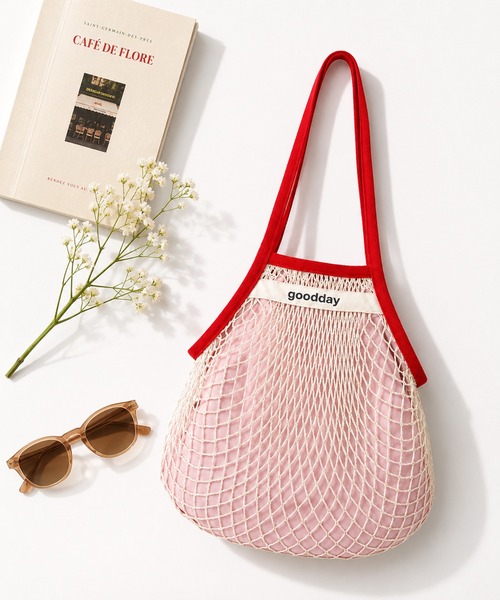 KONVINI(コンビニ)の「【KONVINI select】メッシュショルダーバッグ レディース 軽量 韓国風 ネットバッグ サブバッグ エコバッグ(トートバッグ・レディース・レッド/ブルー・FREE)」の17枚目の写真