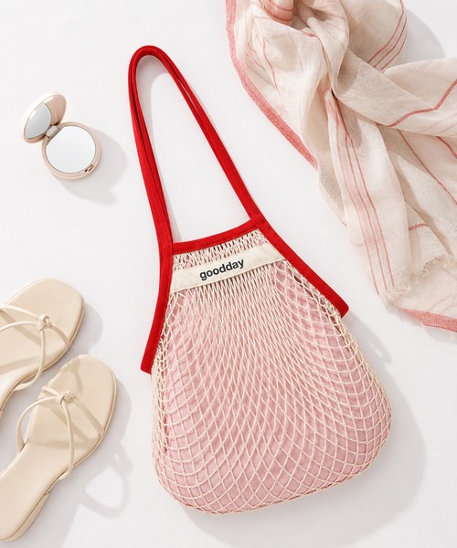 KONVINI(コンビニ)の「【KONVINI select】メッシュショルダーバッグ レディース 軽量 韓国風 ネットバッグ サブバッグ エコバッグ(トートバッグ・レディース・レッド/ブルー・FREE)」の15枚目の写真