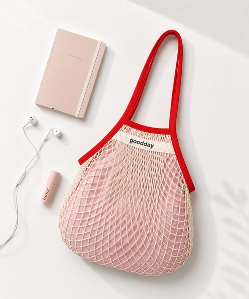 KONVINI(コンビニ)の「【KONVINI select】メッシュショルダーバッグ レディース 軽量 韓国風 ネットバッグ サブバッグ エコバッグ(トートバッグ・レディース・レッド/ブルー・FREE)」の13枚目の写真
