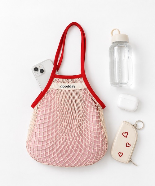 KONVINI(コンビニ)の「【KONVINI select】メッシュショルダーバッグ レディース 軽量 韓国風 ネットバッグ サブバッグ エコバッグ(トートバッグ・レディース・レッド/ブルー・FREE)」の10枚目の写真