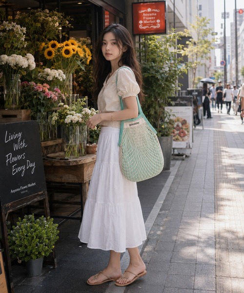 KONVINI(コンビニ)の「【KONVINI select】メッシュショルダーバッグ レディース 軽量 韓国風 ネットバッグ サブバッグ エコバッグ(トートバッグ・レディース・レッド/ブルー・FREE)」の3枚目の写真