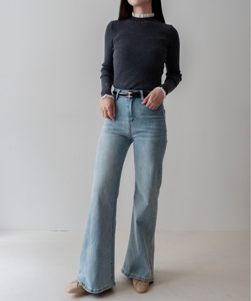 on:nue(オンニュ)の「【on:nue】シアーフリルハイネックリブニット /26-27 AW COLLECTION(ニット/セーター・レディース・グレー/ブラック・FREE)」の8枚目の写真