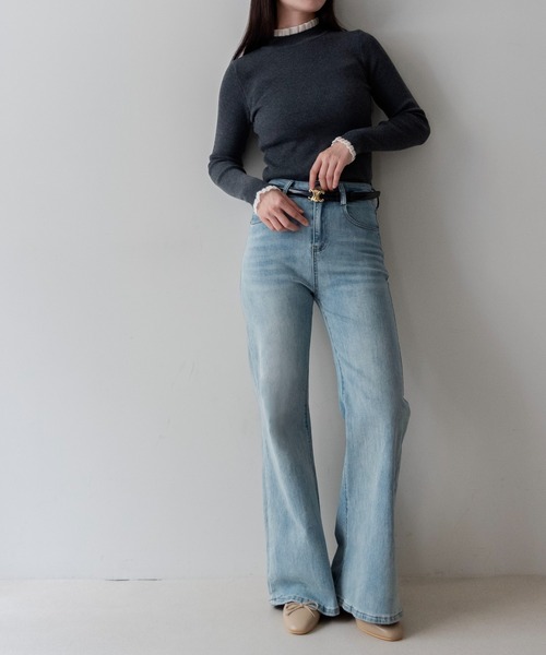 on:nue(オンニュ)の「【on:nue】シアーフリルハイネックリブニット /26-27 AW COLLECTION(ニット/セーター・レディース・グレー/ブラック・FREE)」の9枚目の写真