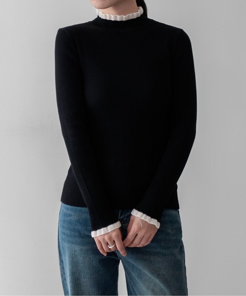 on:nue(オンニュ)の「【on:nue】シアーフリルハイネックリブニット /26-27 AW COLLECTION(ニット/セーター・レディース・グレー/ブラック・FREE)」の18枚目の写真