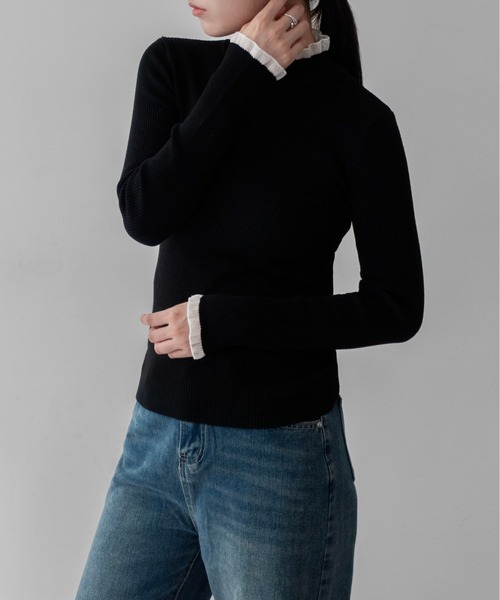 on:nue(オンニュ)の「【on:nue】シアーフリルハイネックリブニット /26-27 AW COLLECTION(ニット/セーター・レディース・グレー/ブラック・FREE)」の20枚目の写真
