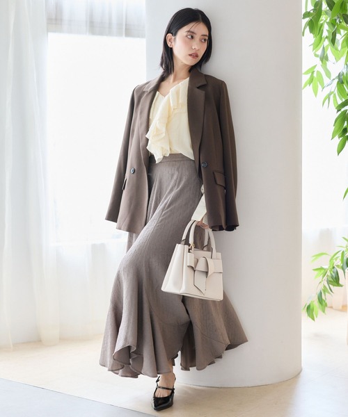 mysty woman(ミスティウーマン)の「ラッフルダブルフリルブラウス 1067100(シャツ/ブラウス・レディース・ブラウン/アイボリー・FREE)」の8枚目の写真