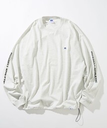 Russell Athletic（ラッセルアスレティック）の「RUSSELL ATHLETIC ラッセルアスレティック 限定展開 RUSSELL ATHLETIC×FREAK'S STORE 別注 ビックシルエット スリーブロゴ ヘムコード ロングスリーブTシャツ 袖プリント（Tシャツ/カットソー）」