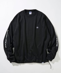 Russell Athletic（ラッセルアスレティック）の「RUSSELL ATHLETIC/ラッセルアスレティック 限定展開 RUSSELL ATHLETIC×FREAK'S STORE 別注 ビックシルエット スリーブロゴ ヘムコード ロングスリーブTシャツ/袖プリント（Tシャツ/カットソー）」