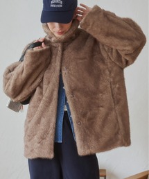 フェイクファーミドルコート / スタンドカラー2WAY ファーコート / 秋服 / 冬服