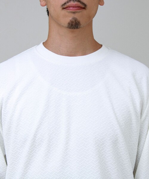 GLOSTER(グロスター)の「フクレジャガード幾何学柄 ロンT ロングスリーブTシャツ(Tシャツ/カットソー・メンズ・ホワイト/ブラック/ブルー・S/M/L)」の19枚目の写真