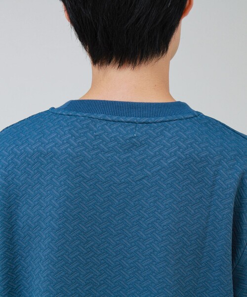 GLOSTER(グロスター)の「フクレジャガード幾何学柄 ロンT ロングスリーブTシャツ(Tシャツ/カットソー・メンズ・ホワイト/ブラック/ブルー・S/M/L)」の4枚目の写真