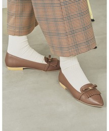 フリンジ リボン ローファー