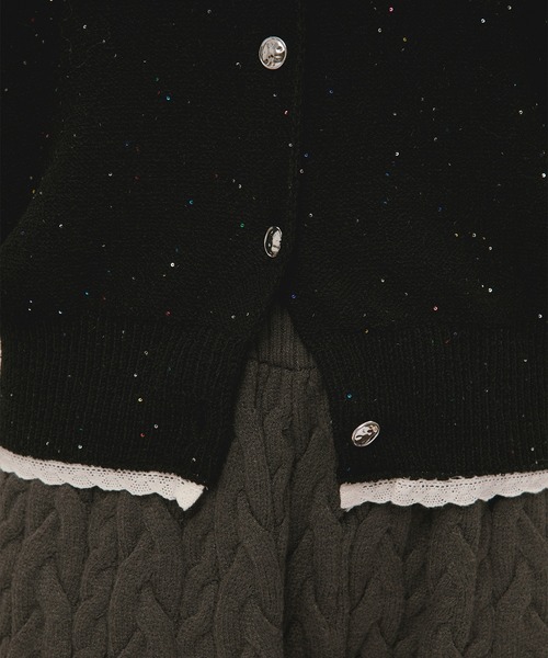 loin nuit(ロワンニュイ)の「2way collar spangle lace knit / 2wayカラースパンコールレースニット(ニット/セーター・レディース・ブラウン/ネイビー/ブラック/ブルーグリーン・FREE)」の11枚目の写真