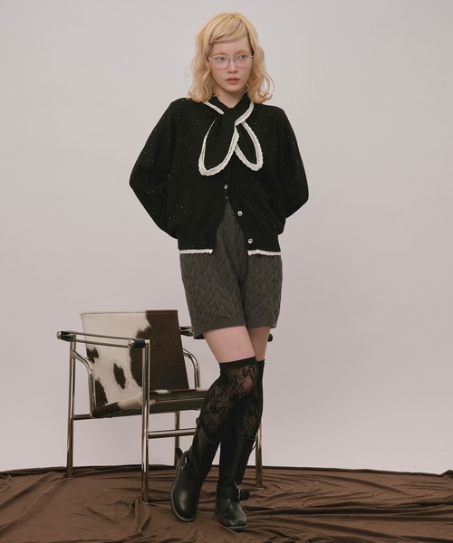 loin nuit(ロワンニュイ)の「2way collar spangle lace knit / 2wayカラースパンコールレースニット(ニット/セーター・レディース・ブラウン/ネイビー/ブラック/ブルーグリーン・FREE)」の13枚目の写真