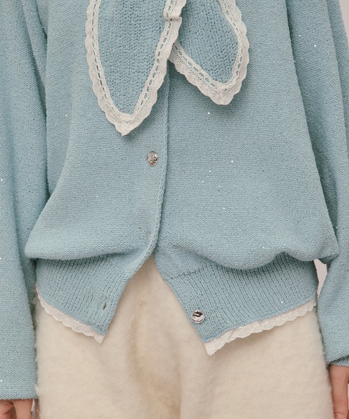 loin nuit(ロワンニュイ)の「2way collar spangle lace knit / 2wayカラースパンコールレースニット(ニット/セーター・レディース・ブラウン/ネイビー/ブラック/ブルーグリーン・FREE)」の6枚目の写真