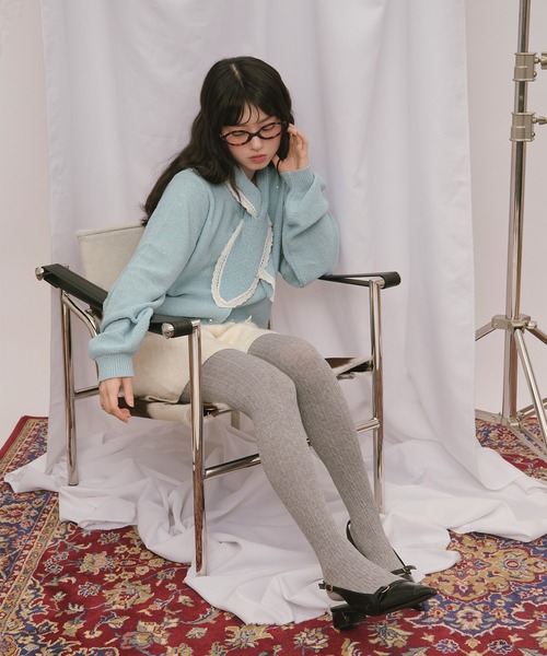 loin nuit(ロワンニュイ)の「2way collar spangle lace knit / 2wayカラースパンコールレースニット(ニット/セーター・レディース・ブラウン/ネイビー/ブラック/ブルーグリーン・FREE)」の5枚目の写真