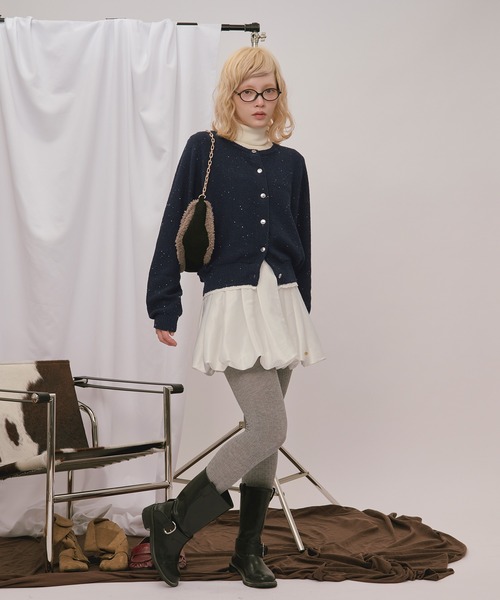 loin nuit(ロワンニュイ)の「2way collar spangle lace knit / 2wayカラースパンコールレースニット(ニット/セーター・レディース・ブラウン/ネイビー/ブラック/ブルーグリーン・FREE)」の21枚目の写真