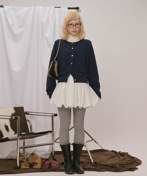 loin nuit(ロワンニュイ)の「2way collar spangle lace knit / 2wayカラースパンコールレースニット(ニット/セーター・レディース・ブラウン/ネイビー/ブラック/ブルーグリーン・FREE)」の22枚目の写真