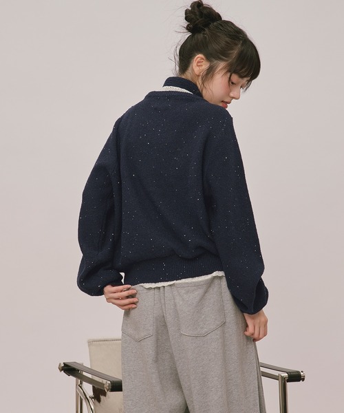 loin nuit(ロワンニュイ)の「2way collar spangle lace knit / 2wayカラースパンコールレースニット(ニット/セーター・レディース・ブラウン/ネイビー/ブラック/ブルーグリーン・FREE)」の20枚目の写真