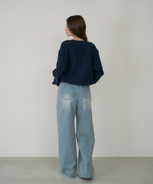 DEHEVE（デヘヴェ）の「Check Henley-neck Sweatshirt [Navy]（スウェット・レディース・ネイビー・OS）」の11枚目の写真