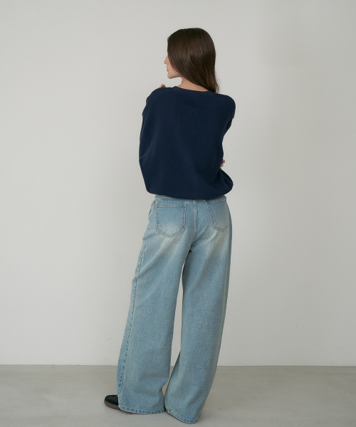 DEHEVE（デヘヴェ）の「Check Henley-neck Sweatshirt [Navy]（スウェット・レディース・ネイビー・OS）」の12枚目の写真