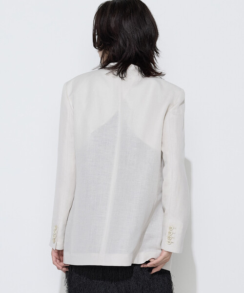 K.T KIYOKO TAKASE(キヨコタカセ)の「リネンウール Wブレストノーカラージャケット(ノーカラージャケット・レディース・ブラック/アイボリー・9号)」の10枚目の写真