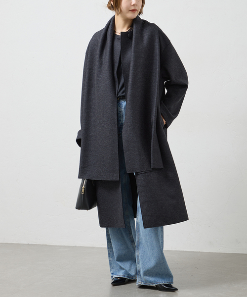 journal standard L'essage(ジャーナルスタンダードレサージュ)の「HARRIS WHARF LONDON Women scarf coat light pressed wool コート(その他アウター・レディース・ライトグレー・42)」の3枚目の写真