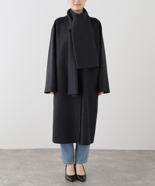 journal standard L'essage(ジャーナルスタンダードレサージュ)の「HARRIS WHARF LONDON Women scarf coat light pressed wool コート(その他アウター・レディース・ライトグレー・42)」の7枚目の写真