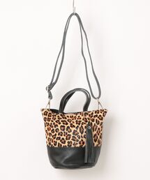 【RES】【cooco】ホースヘアxシュリンクレザーバケツ型ミニ2WAYトートバッグ