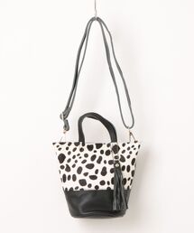 【RES】【cooco】ホースヘアxシュリンクレザーバケツ型ミニ2WAYトートバッグ