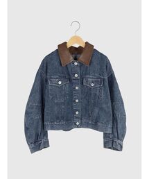 Faux leather collar denim jacket