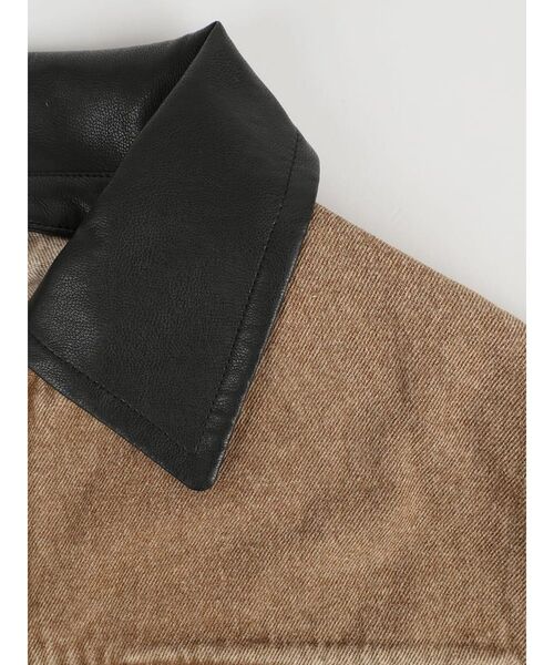 FIKA.(フィーカ)の「Faux leather collar denim jacket(デニムジャケット・レディース・カーキ/ブラウン/ネイビー・MEDIUM)」の6枚目の写真