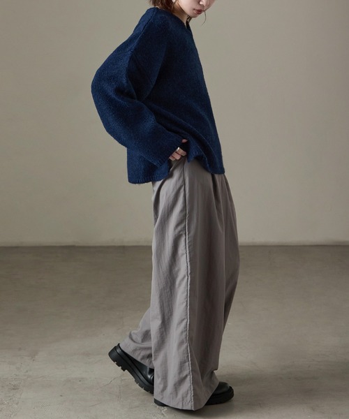 Fashion Letter(ファッションレター)の「ハイウエストタックナイロンワイドパンツ(その他パンツ・レディース・ネイビー/チャコール/ブラック/カーキ・M)」の6枚目の写真