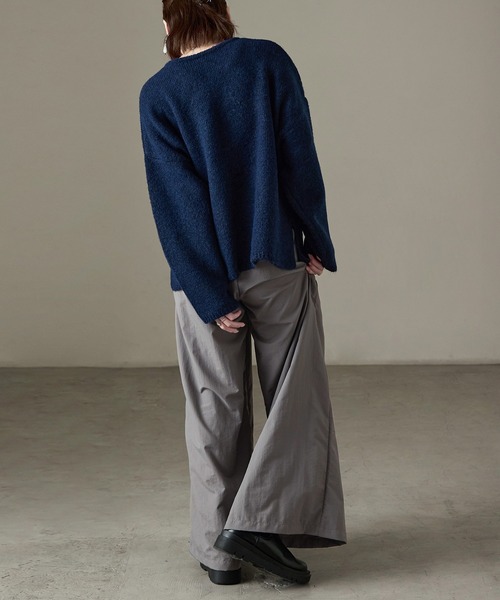Fashion Letter(ファッションレター)の「ハイウエストタックナイロンワイドパンツ(その他パンツ・レディース・ネイビー/チャコール/ブラック/カーキ・M)」の9枚目の写真