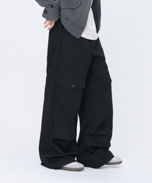フロントフラップポケットユーティリティパンツ ブラック