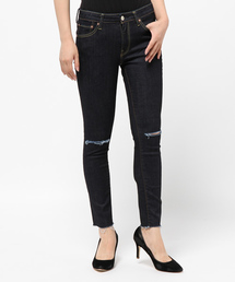 X-girl | 【X-girl Jean】DISTRESSED SKINNY JEAN /デニムパンツ/ジーンズ/スキニーシルエット/無地/ダメージ加工/ヒザ開き(デニムパンツ)