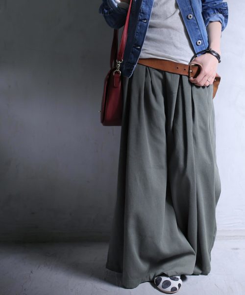 antiqua(アンティカ)の「フロントタックワイドパンツ(その他パンツ・レディース・ブラック/カーキ/グレー・FREE)」の3枚目の写真