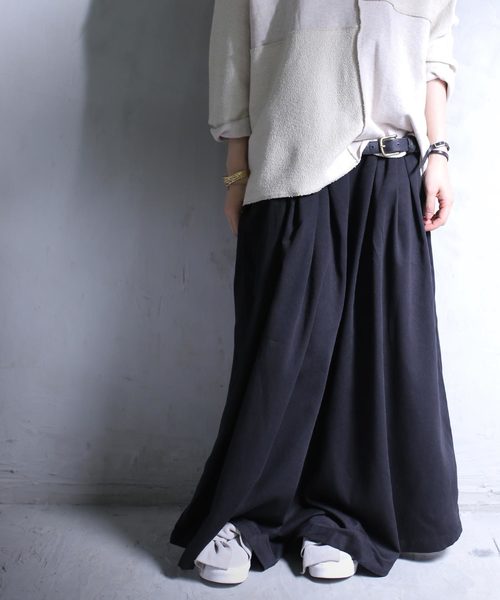 antiqua(アンティカ)の「フロントタックワイドパンツ(その他パンツ・レディース・ブラック/カーキ/グレー・FREE)」の2枚目の写真