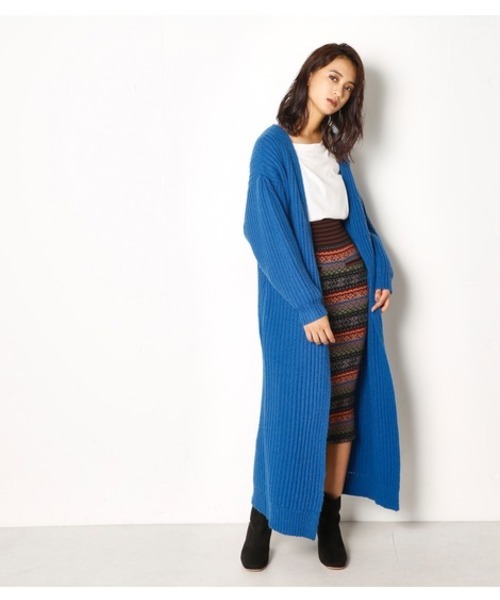 SLY(スライ)の「LAMBS WOOL BLEND LG LONG C/D(カーディガン/ボレロ・レディース・ブラック/オフホワイト/ブルー/ワインレッド・FREE)」の1枚目の写真